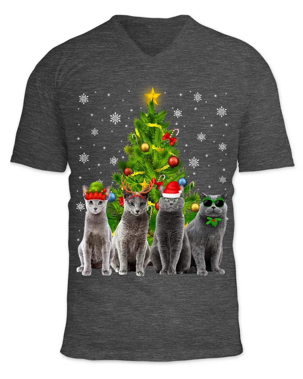 Cat Russian Blue Christmas Tree Funny Cat Lover Cat Owner 279