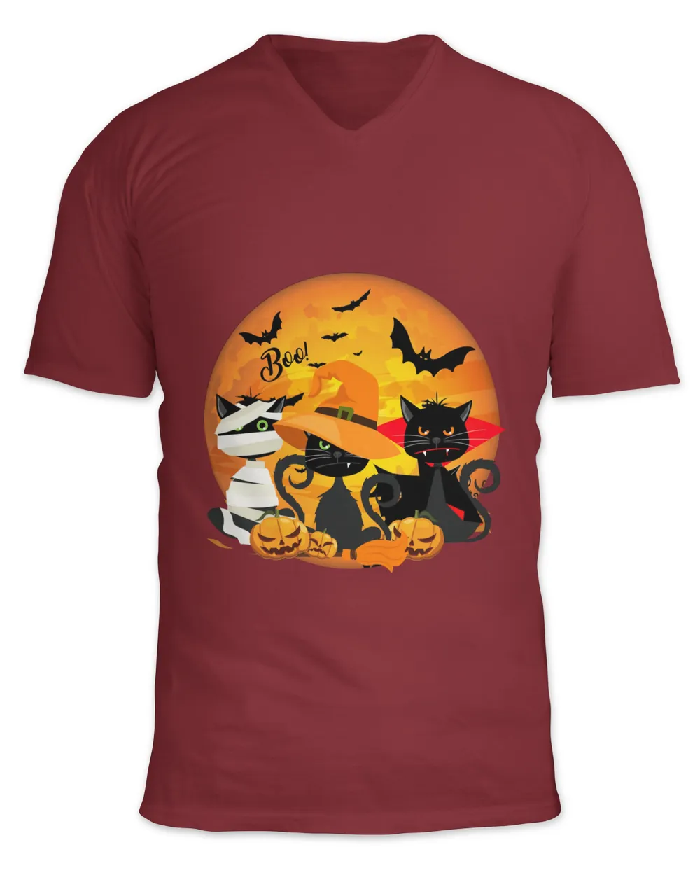 Little Cute Halloween Cat Unisex Standard T-Shirt, blood moon night boos pumpkin Halloween bat wings black witch cat