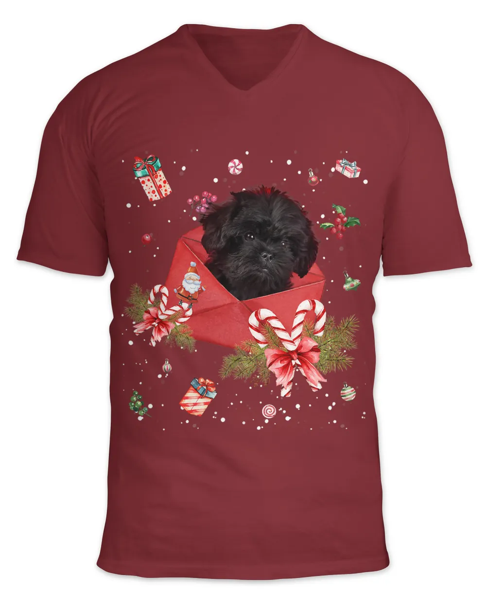 Affenpinscher Dog In Christmas Card Ornament Pajama Xmas407