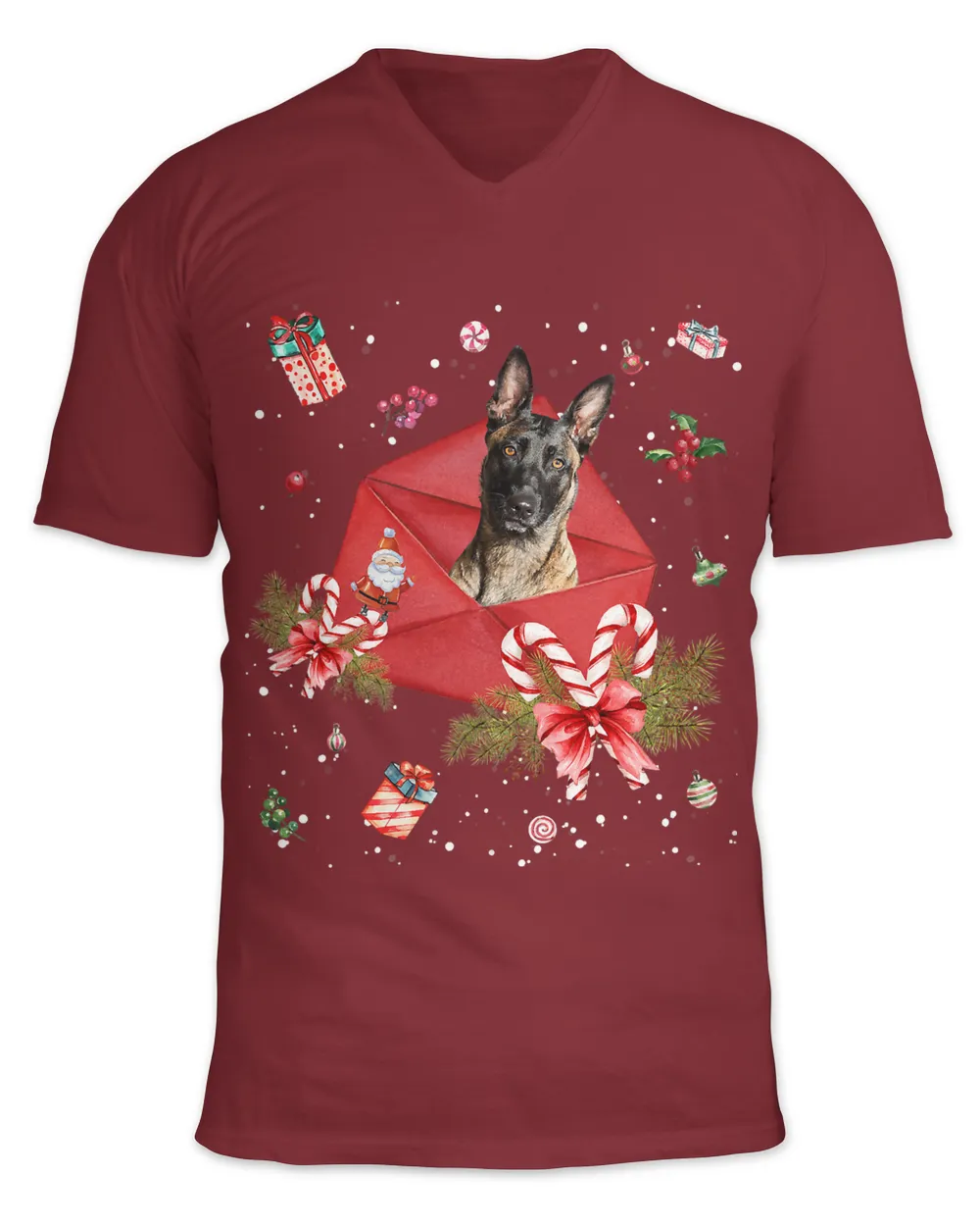Belgian Malinois Dog In Christmas Card Ornament Pajama Xmas434