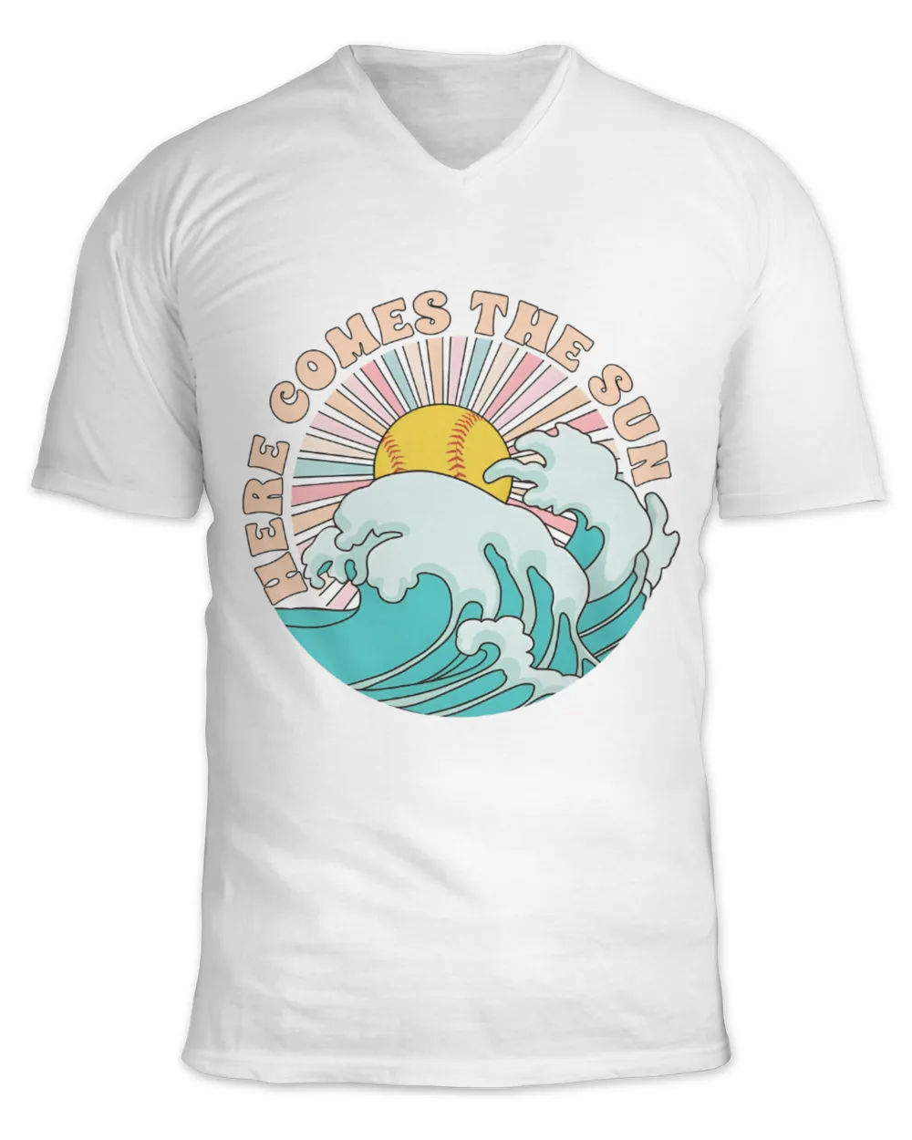 Here Comes The Sun T-shirts, Softball T-shirts, Unisex T-shirts Unisex Jersey SS V-Neck T-Shirt white s