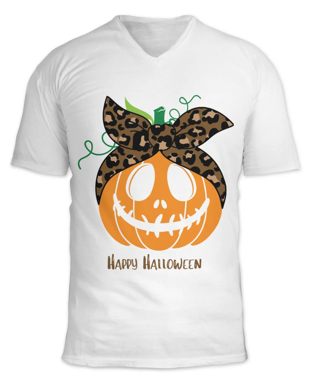 Orange and Brown Leopard Pumpkin Halloween T-Shirt