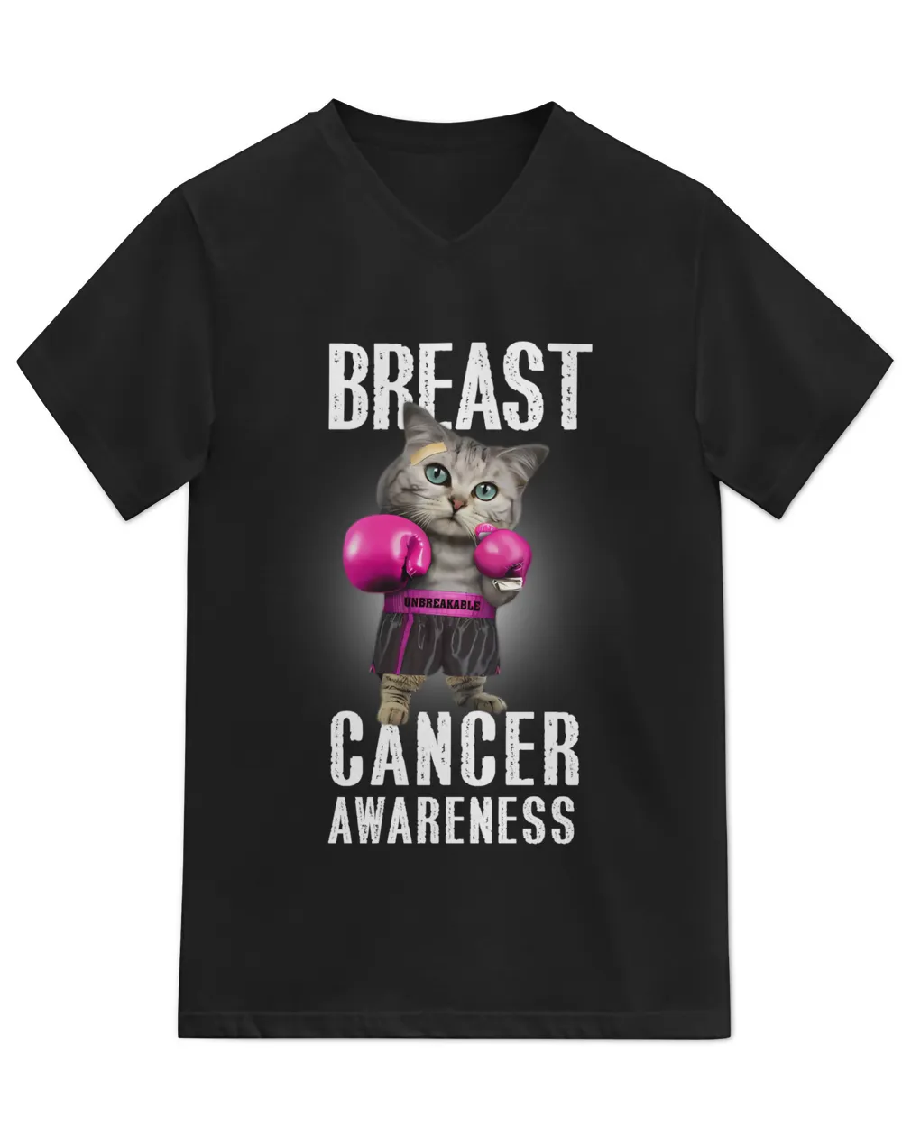 Funny Cat Pink Ribbon In October We Wear Pink Breast Cancer T-Shirt