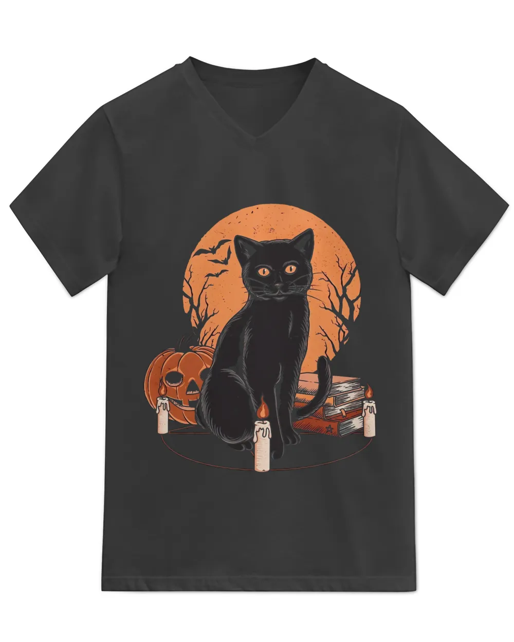 Vintage Scary Halloween Black Cat Costume Retro Moon Cat Mom (3)