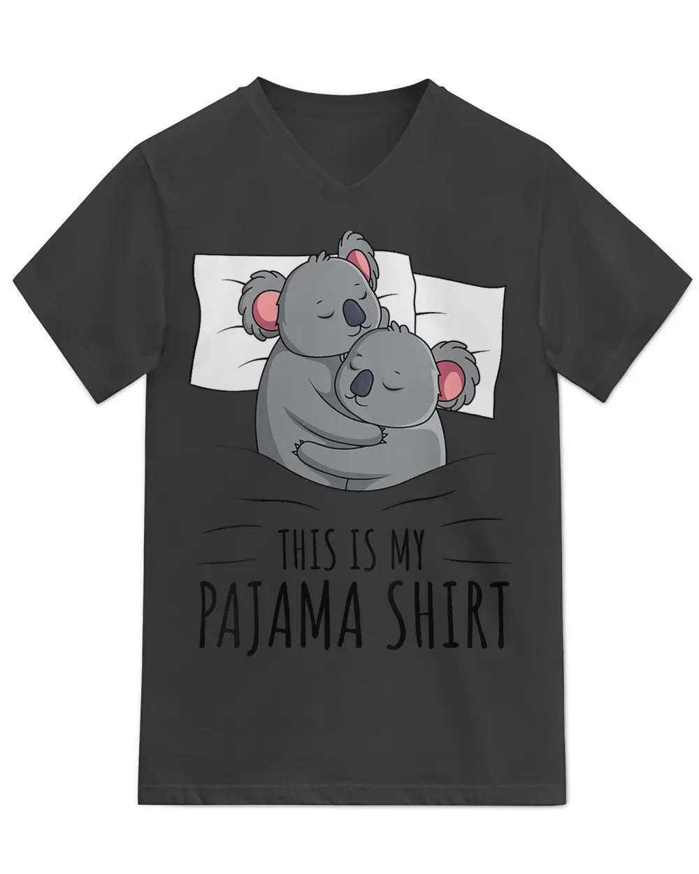 Womens Sleeping Koala Lover Pajama V-Neck T-Shirt