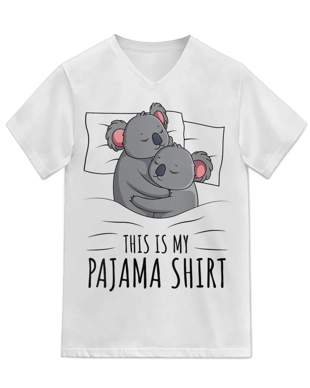 Womens Sleeping Koala Lover Pajama V-Neck T-Shirt
