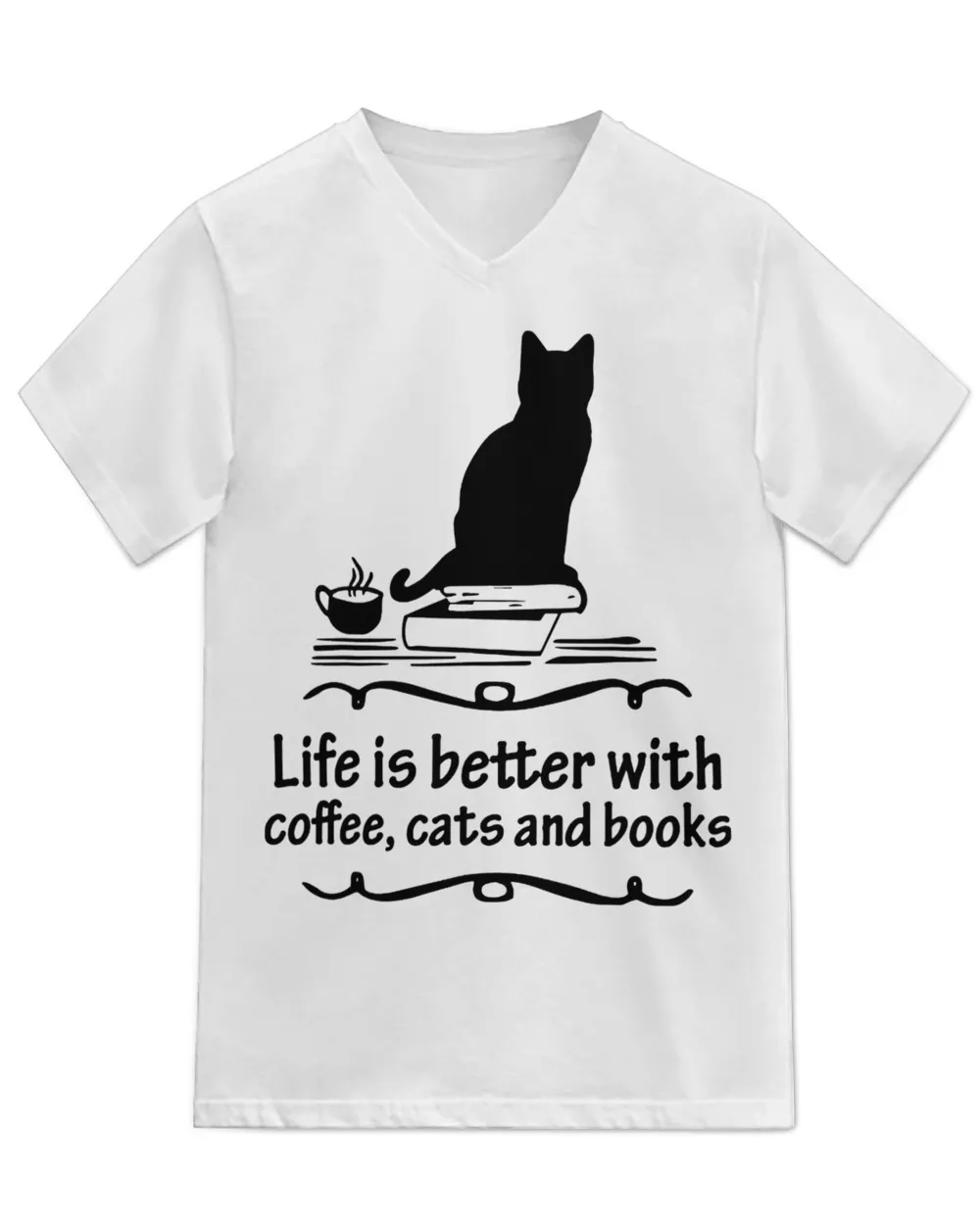 Life Is Better With Coffee Cats And Books Black Cat HOC270323A22