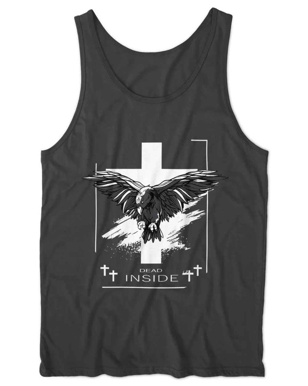 Dead Inside Black Crow With Cross Aesthetic Gothic Occult