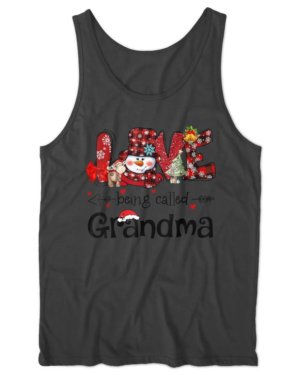 Love being called Grandma Snowman Christmas Red Plaid Xmas T-Shirt