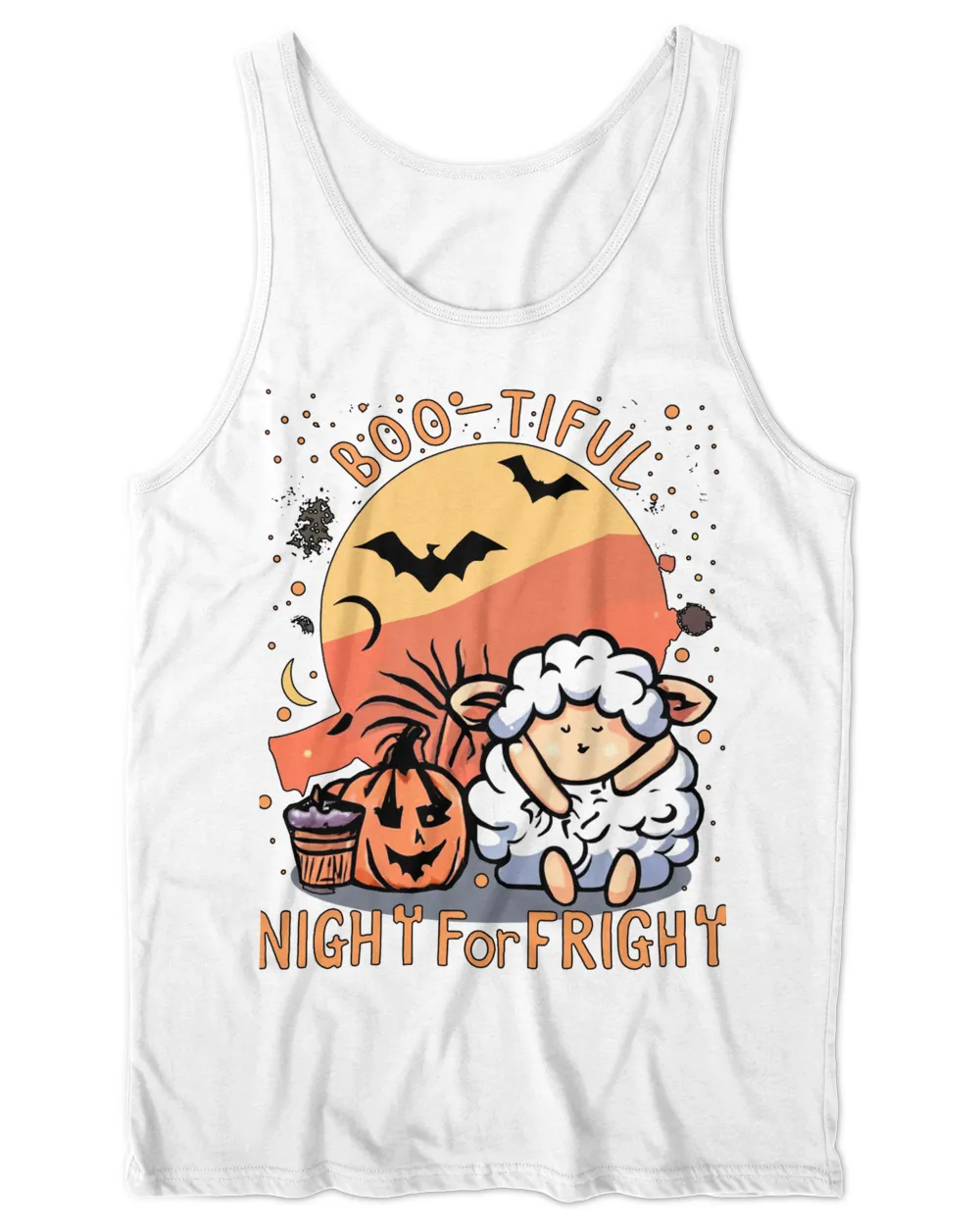 Sheep Halloween Boo-tiful Night 4 Unisex Jersey Tank white xs