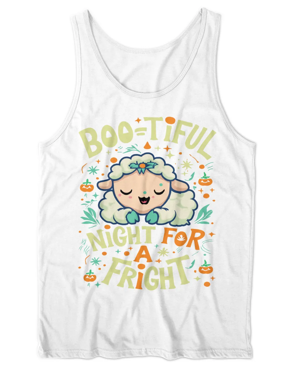 Sheep Halloween Boo-tiful Night 5 Unisex Jersey Tank white xs