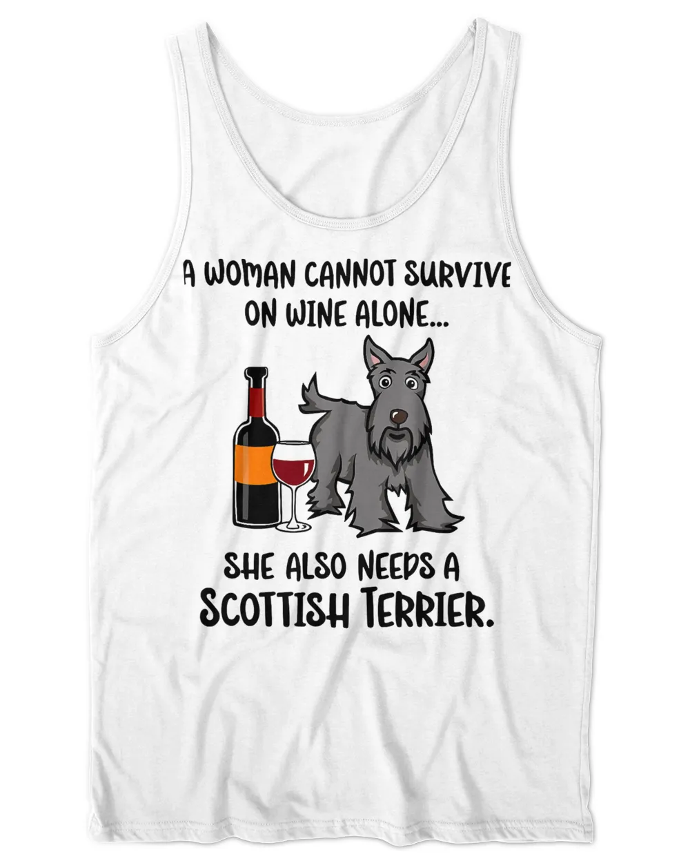 Funny Wine and Scottish Terrier T-Shirt for Scottie Dog Mom T-Shirt