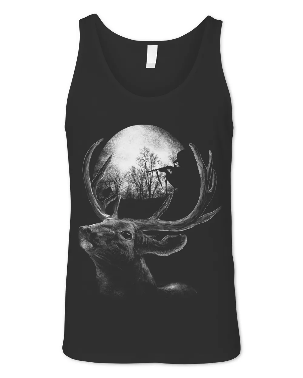 Deer Hunter Silhouette Doe Buck Hunting Moon Outdoorsman