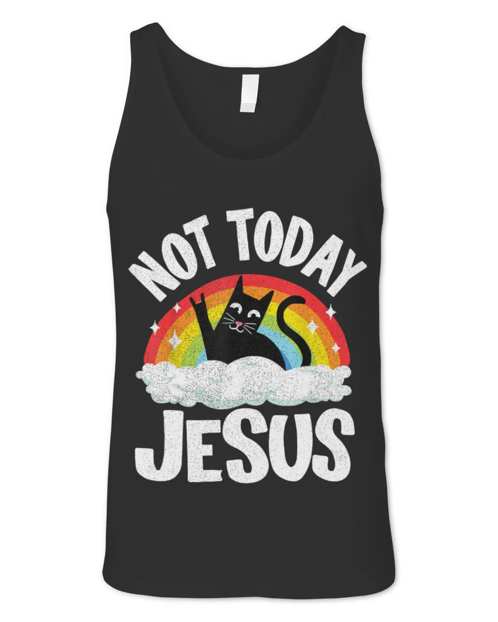 Not Today Jesus Satanic Cat Rainbow Goth Funny Death Metal TShirt