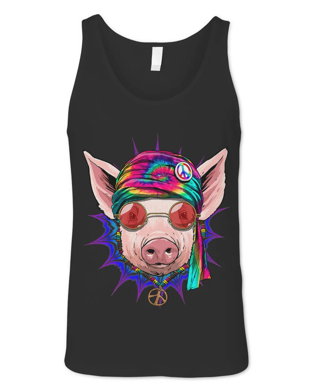 Tie Dye Hippie Pig Hippiness Peace Love Pig 670