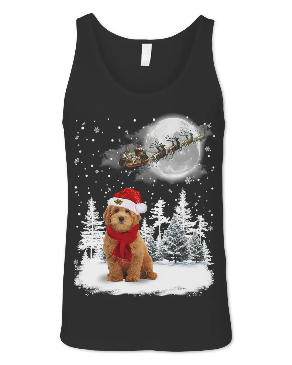 Goldendoodle Dog Under Moonlight Snow Christmas Pajama 7