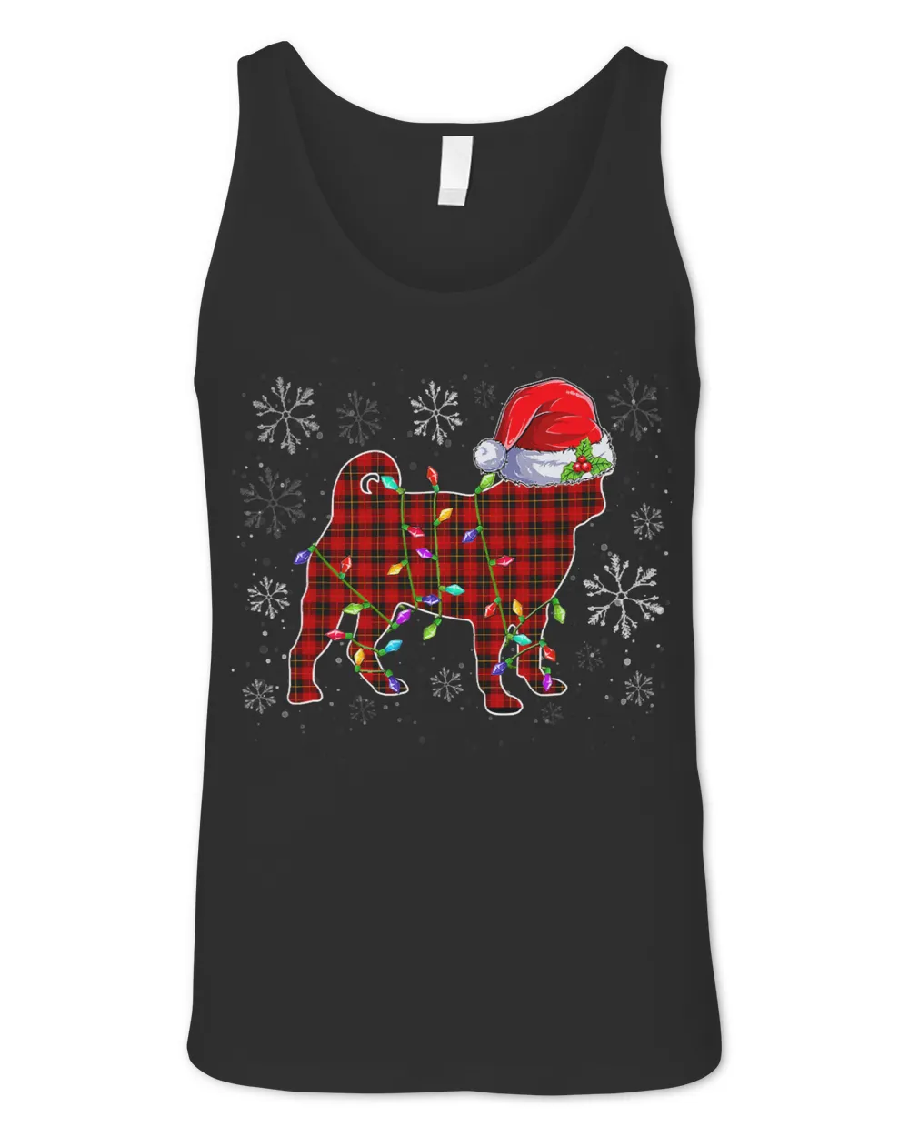 Pug Lover Christmas Buffalo Plaid Lover Hat Santa Light Snow 23 Pugs Dog