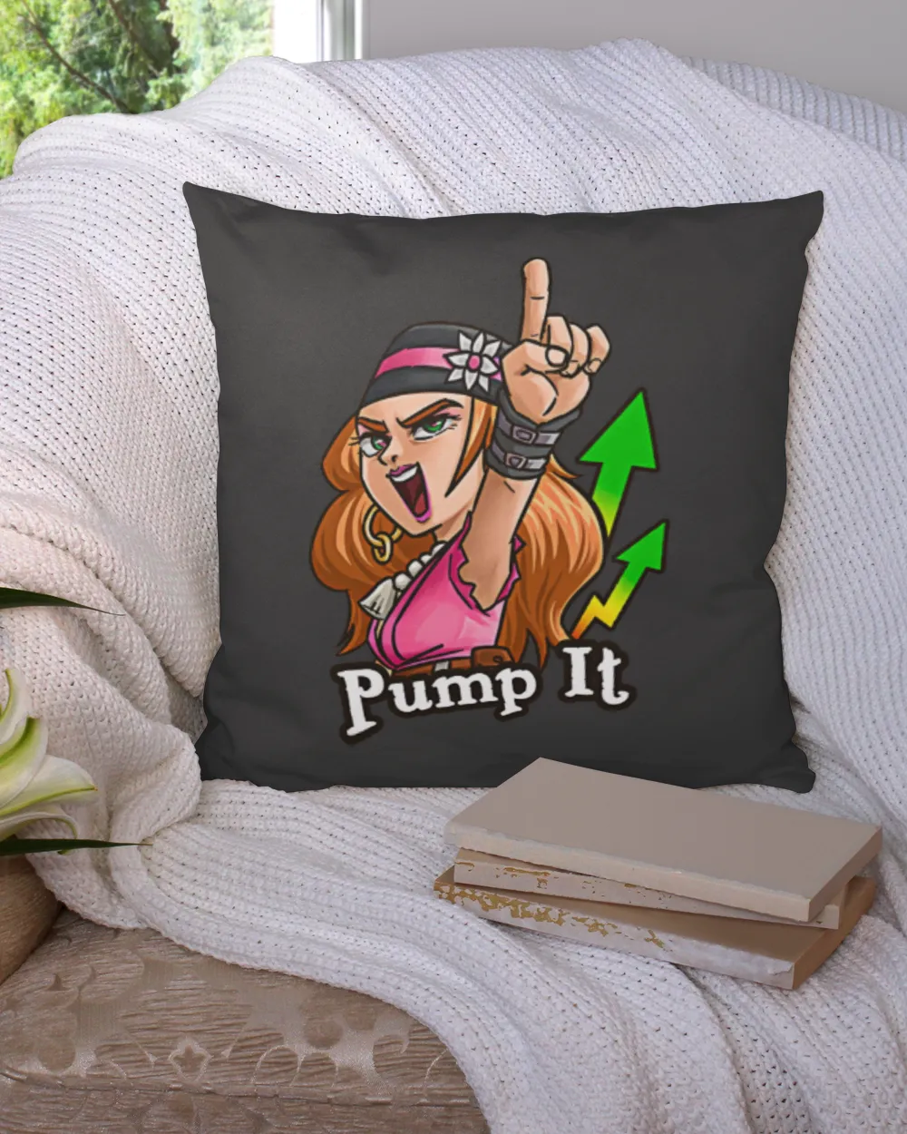 Pump it -  bitcoin style - pillow crypto