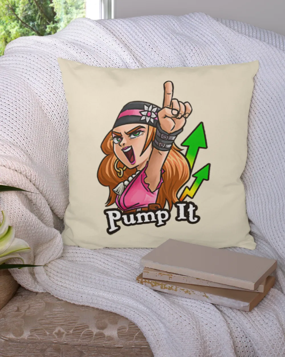 Pump it -  bitcoin style - pillow crypto