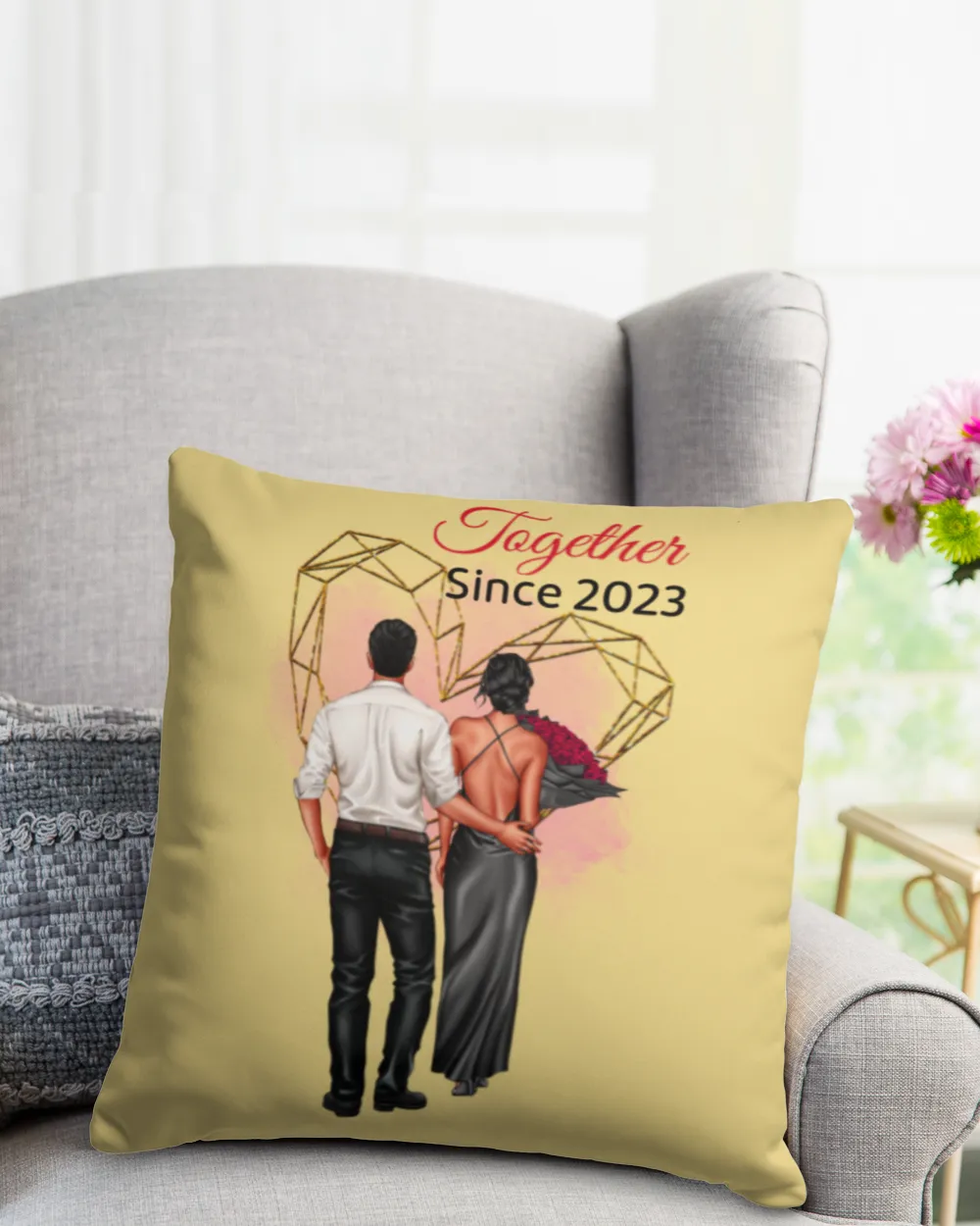 Personalized Happy Valentine Couple Lovers Wedding Pollows H2312A2