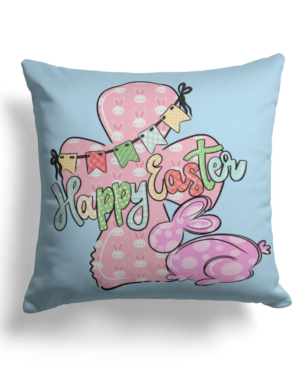 Happy Easter Jesus Cotton Drill Pillow (Dual Sided) light-blue 16x16in