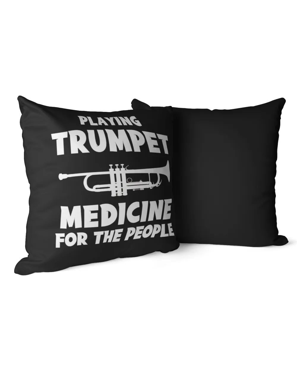 Playing trumpet medicine for the people limited tee Cotton Drill Pillow (Dual Sided) black 16x16in