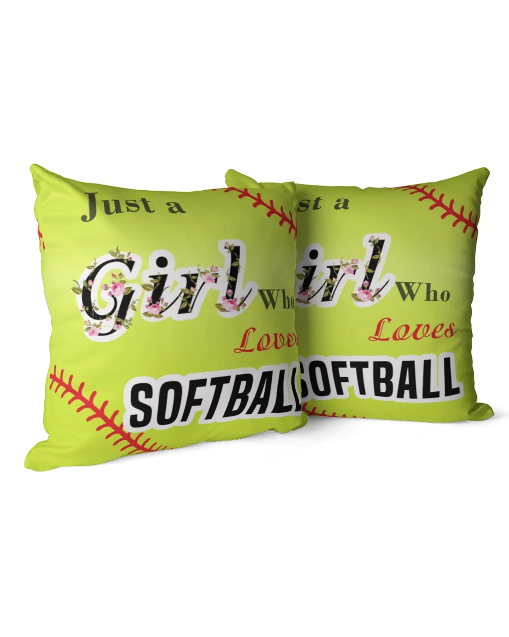 Softball Pillow- Just A Girl Who Loves Softball- Pillow Decor Cotton Drill Pillow (Dual Sided) white 16x16in
