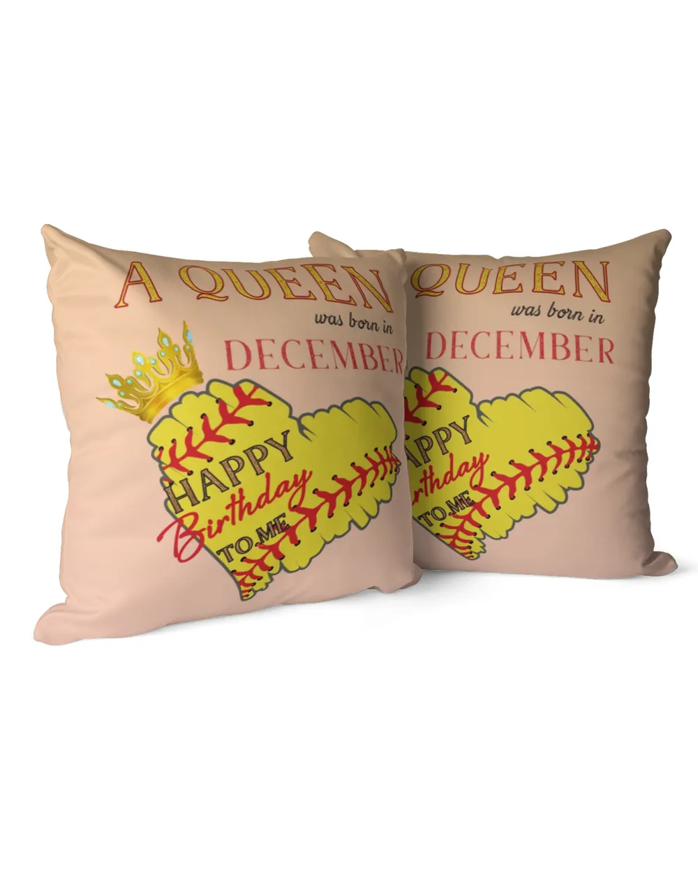 A Queen December- Softball Pillow- Birthday Gifts For Girls- Happy Birthday To Me- Softball Lovers Cotton Drill Pillow (Dual Sided) white 16x16in