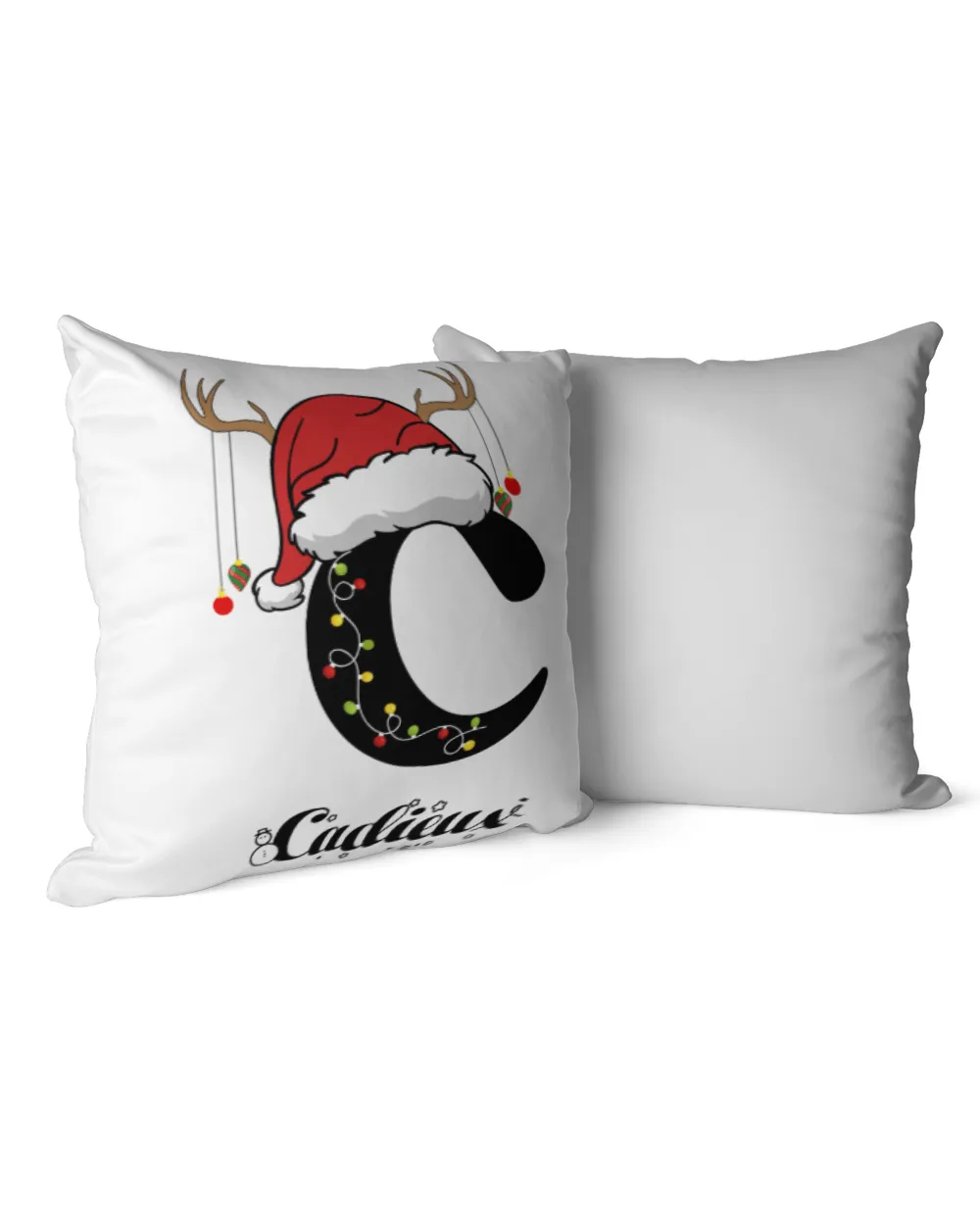 CADIEUX Christmas Cotton Drill Pillow (Dual Sided) white 16x16in