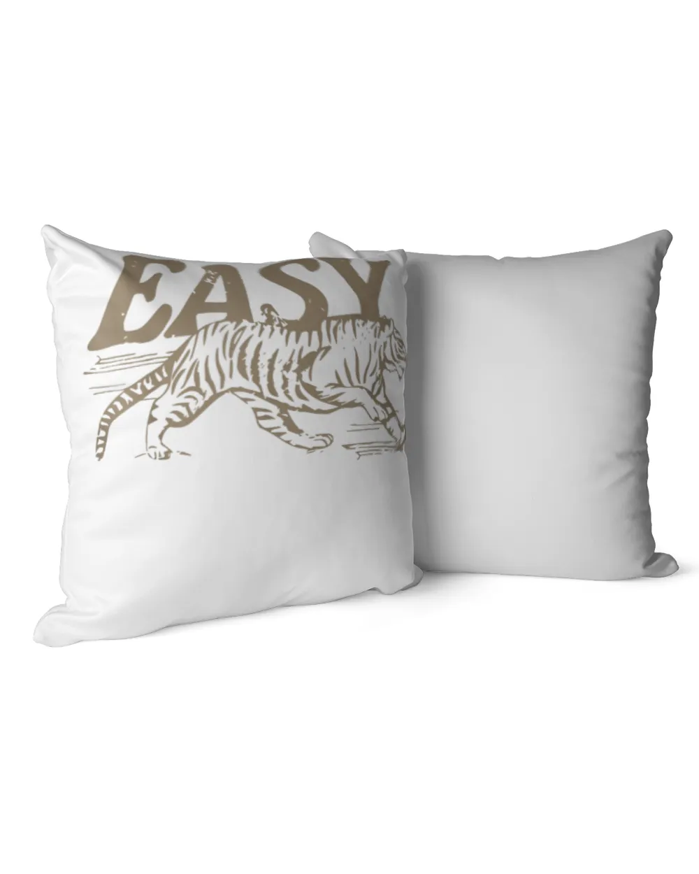 Easy Tiger Distressed Graphic UnisexAdults TShirt Black Tiger Print TShirt Cotton Drill Pillow (Dual Sided) white 16x16in