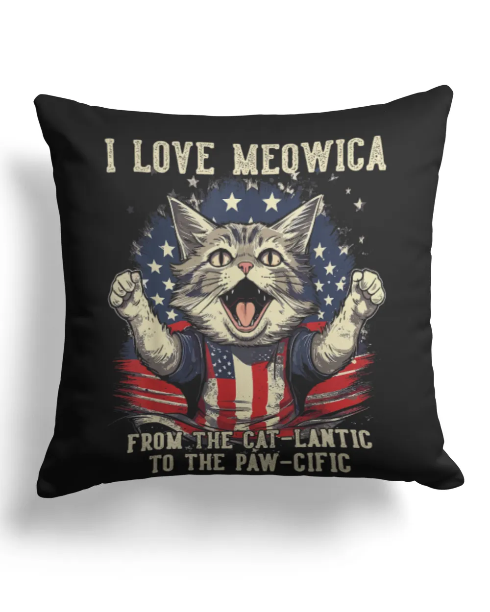 4th July Cat Lover, I Love Meowica Patriotic Funny Happy Cat T-Shirt