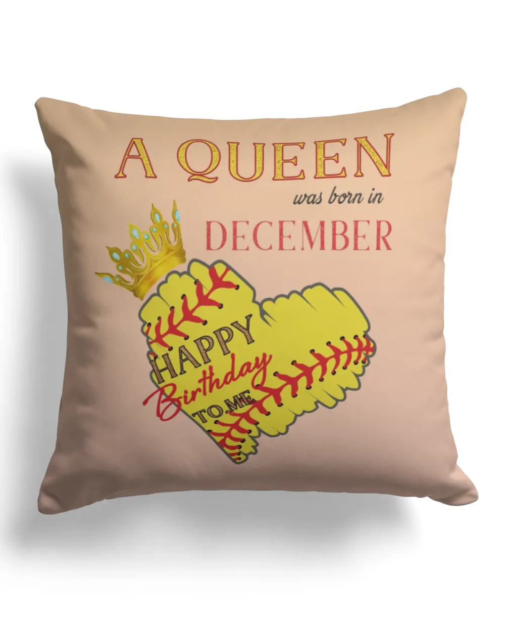 A Queen December- Softball Pillow- Birthday Gifts For Girls- Happy Birthday To Me- Softball Lovers Cotton Drill Pillow (Dual Sided) white 16x16in
