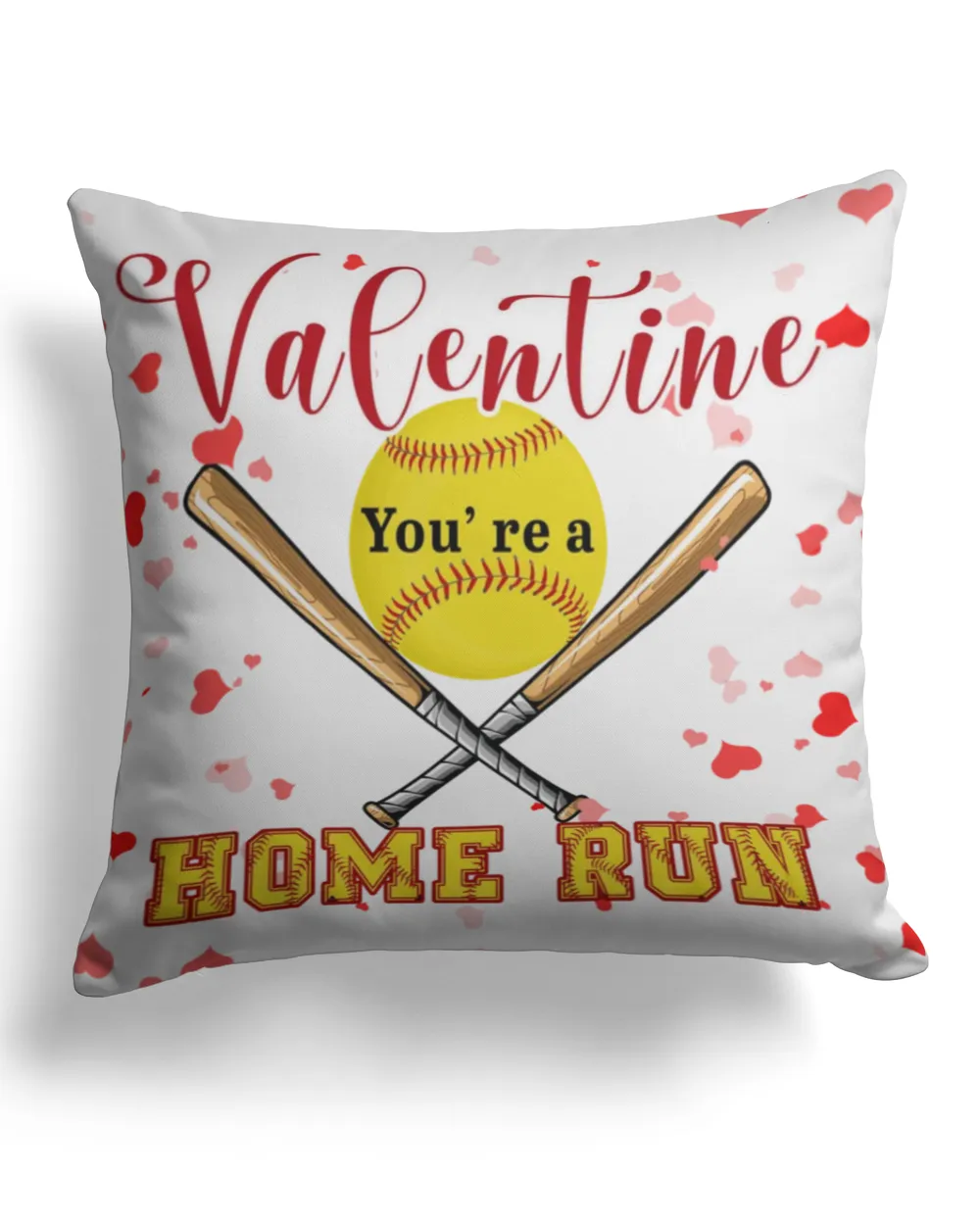 Valentine You Are A Home Run- Valentine Pillows- Valentine Decor Cotton Drill Pillow (Dual Sided) white 16x16in