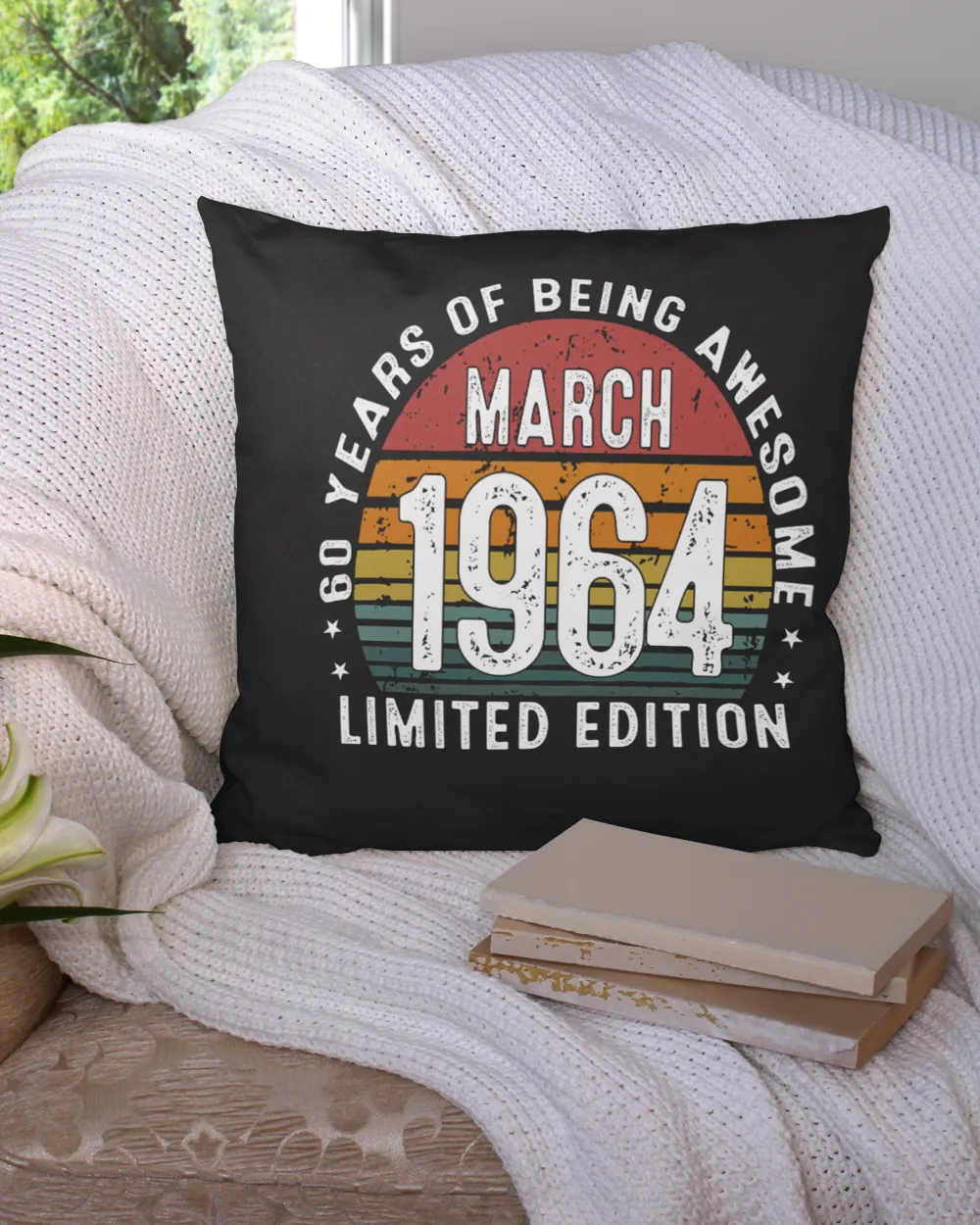 1964 Years Of Being Awesome USA9 Cotton Drill Pillow (Dual Sided) black 16x16in