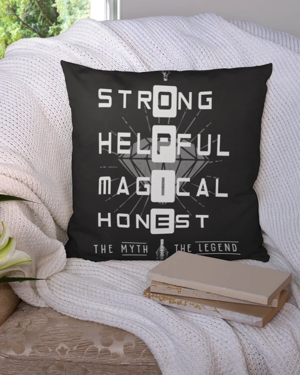 OPIE The Myth The Legend Cotton Drill Pillow (Dual Sided) black 16x16in