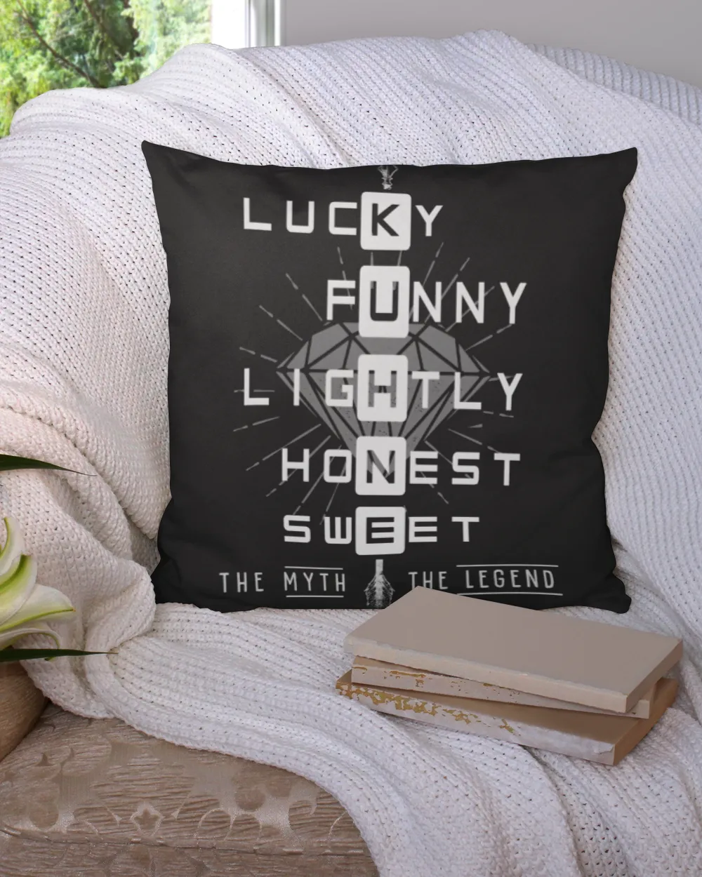 KUHNE The Myth The Legend Cotton Drill Pillow (Dual Sided) black 16x16in