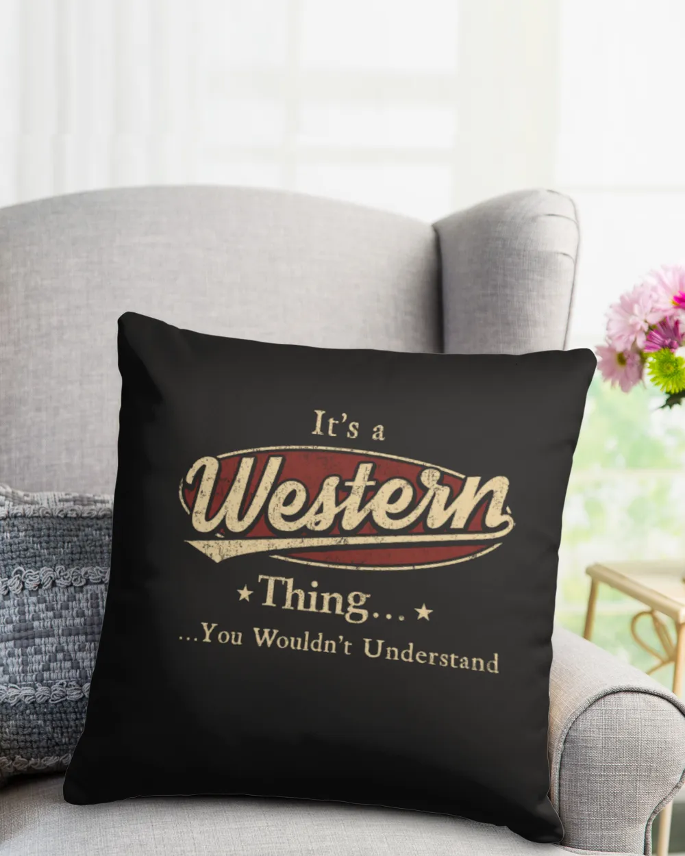 It's a WESTERN Thing You Wouldn't Understand US23 Cotton Drill Pillow (Dual Sided) black 16x16in