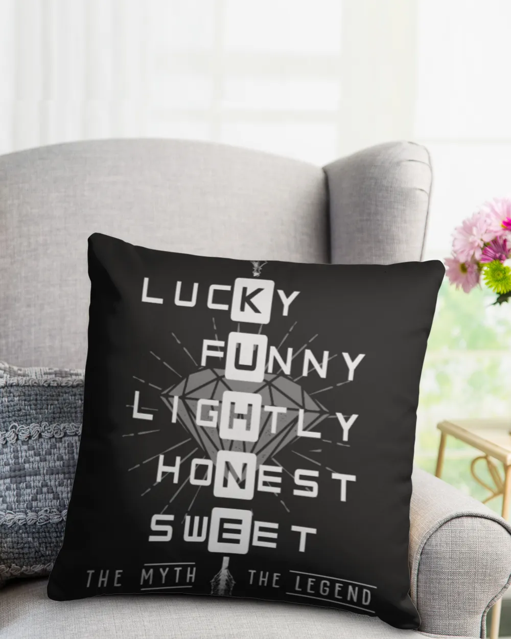 KUHNE The Myth The Legend Cotton Drill Pillow (Dual Sided) black 16x16in