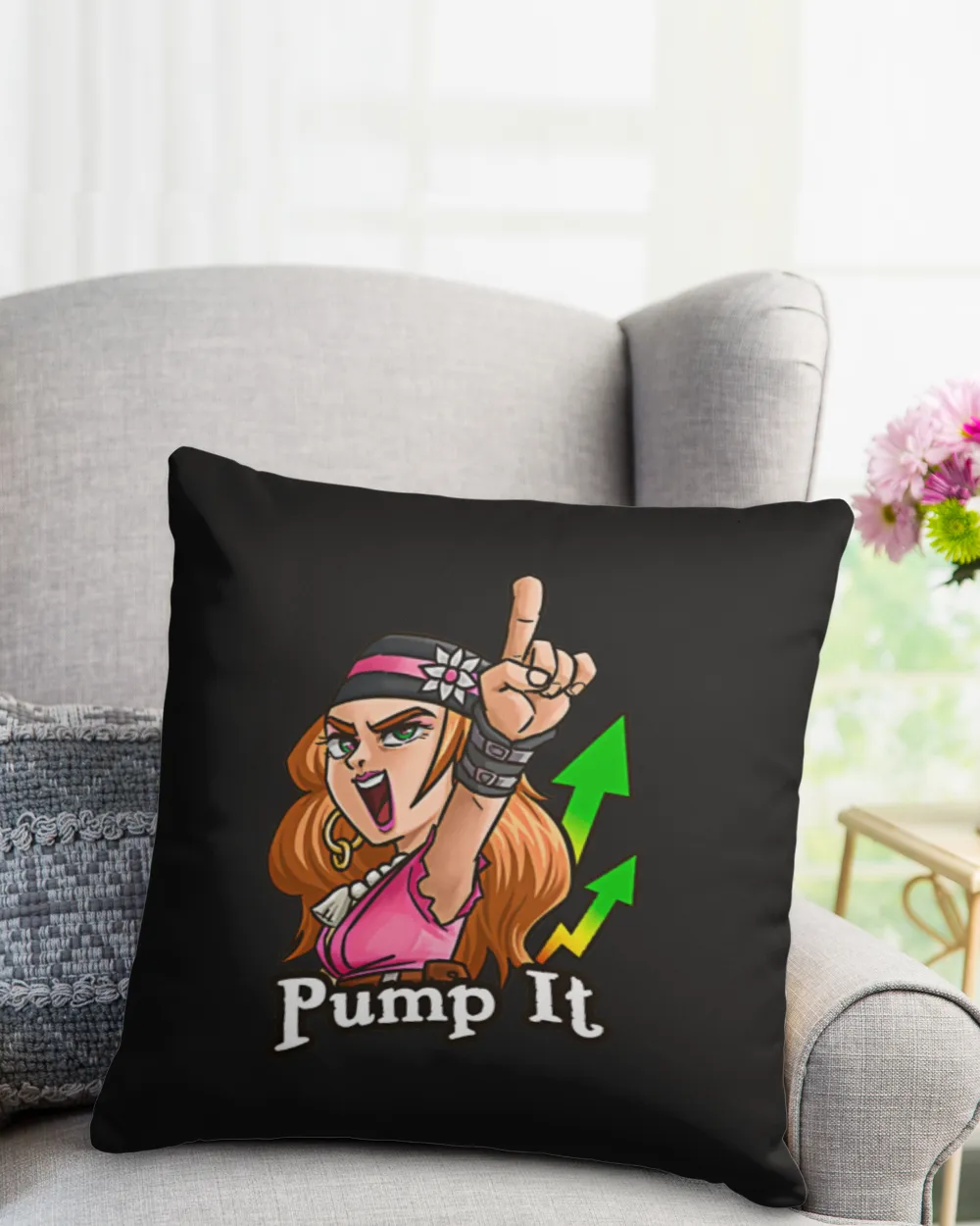 Pump it -  bitcoin style - pillow crypto