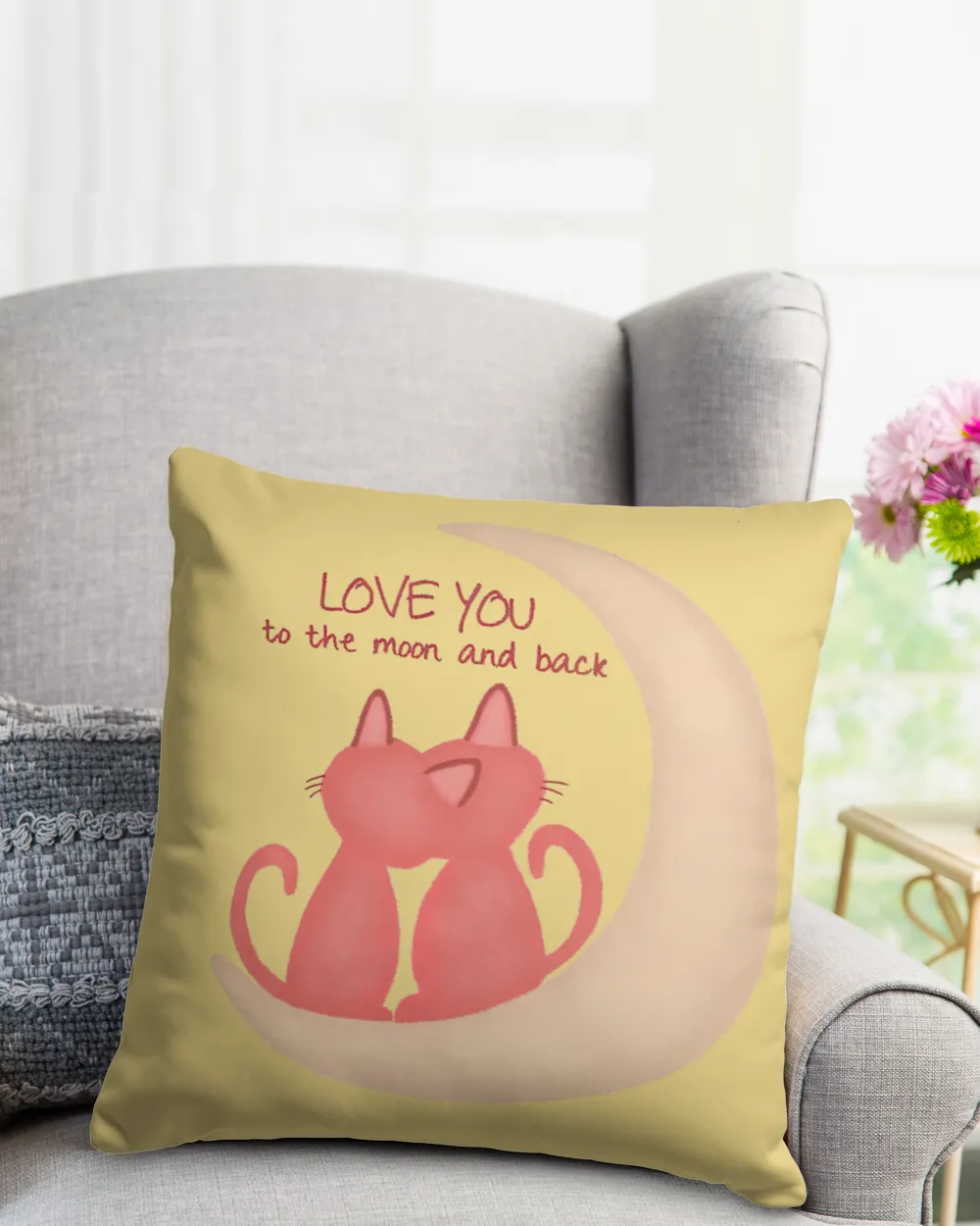 love you moon pillow  QTCAT021222A17