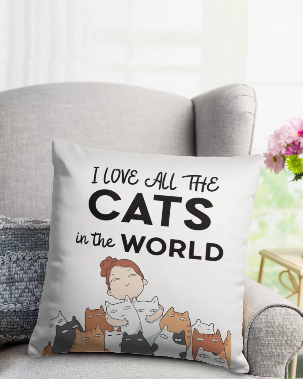 I Love All The Cats pillow QTCAT021222A10