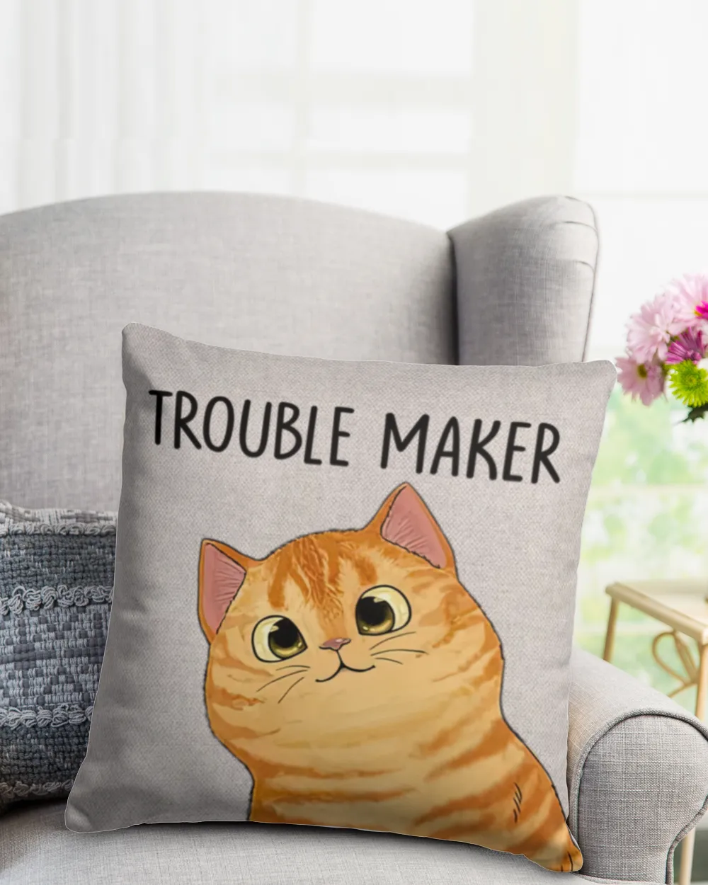 Peeking Fluffy Cat Double Trouble Personalized Pillow QTCAT0202PWA1