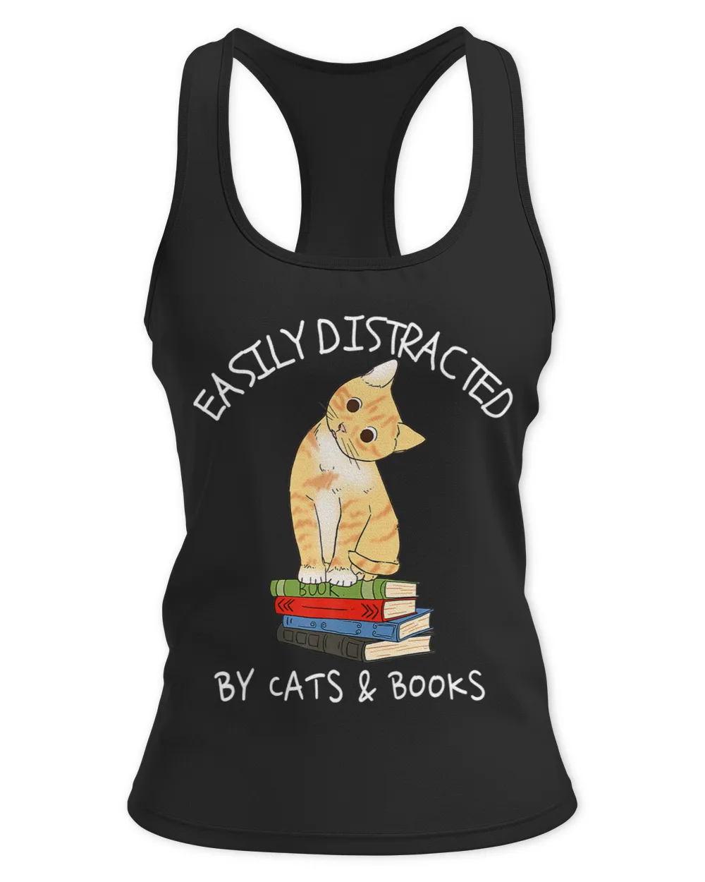 Easily Distracted By Cats And Books Cat Book Lover Gift