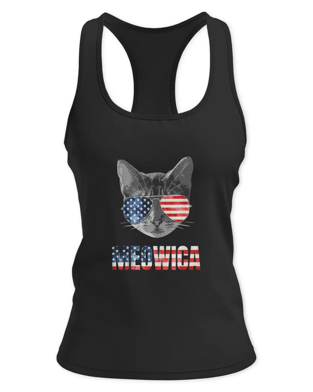 Funny Cat 4th Of July Meowica American Flag USA Patriotic Tank Top