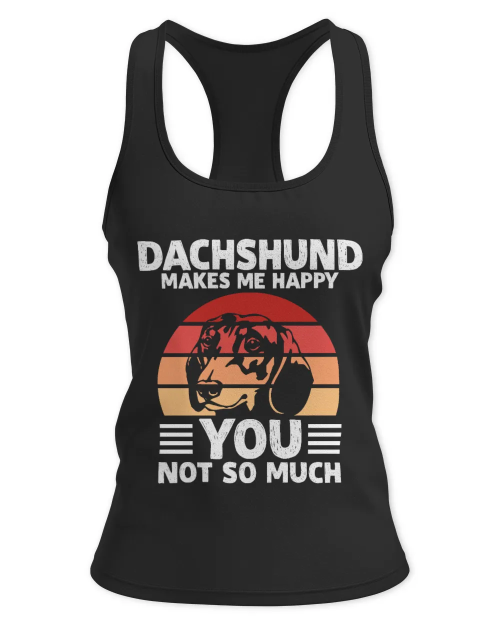 DACHSHUND MAKES ME HAPPY Women's Ideal Racerback Tank black xs