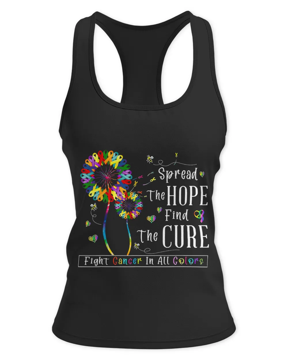Fight cancer in all and every color ribbons flower heart