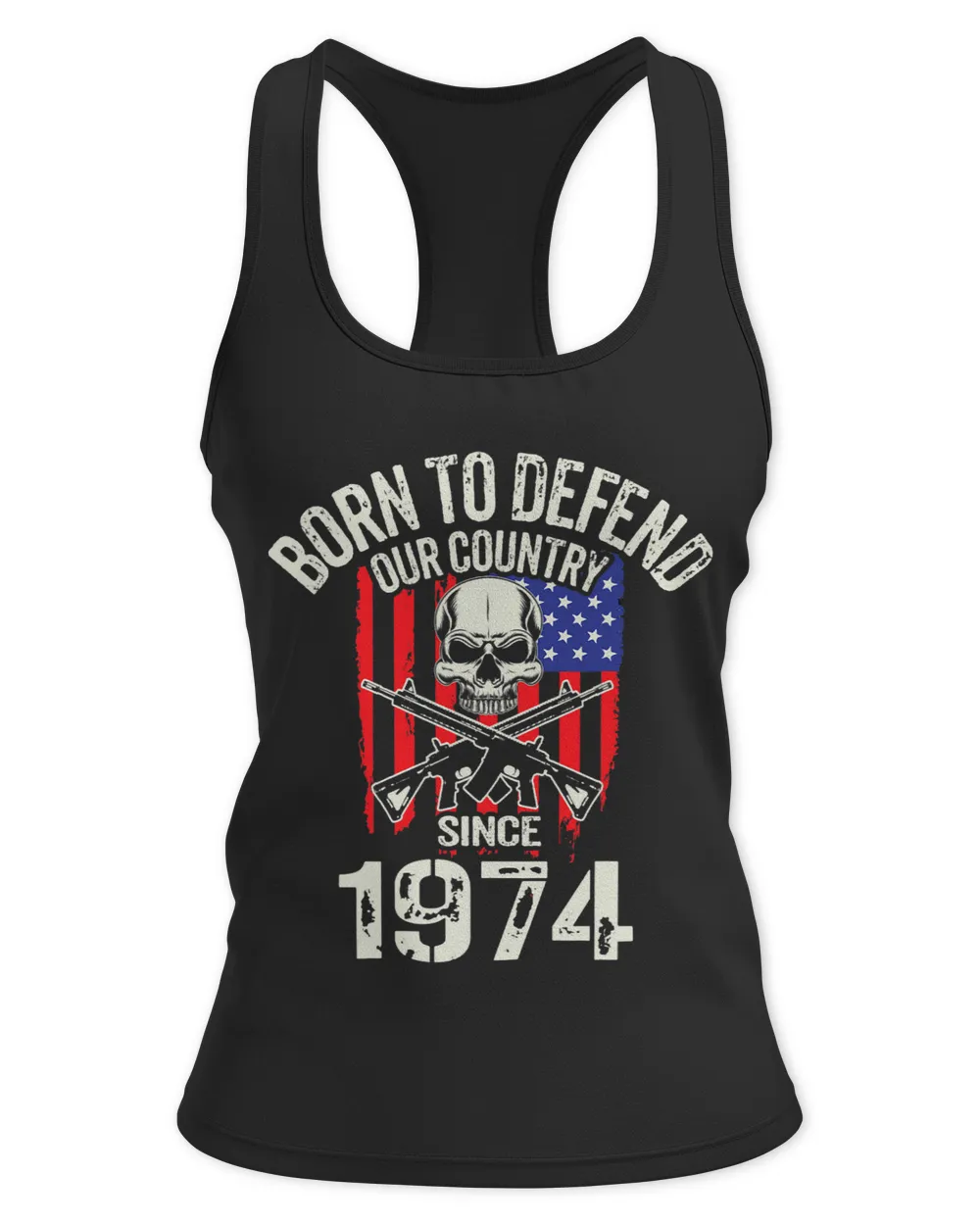Born to Defend Country Since 1974 Vintage American Flag
