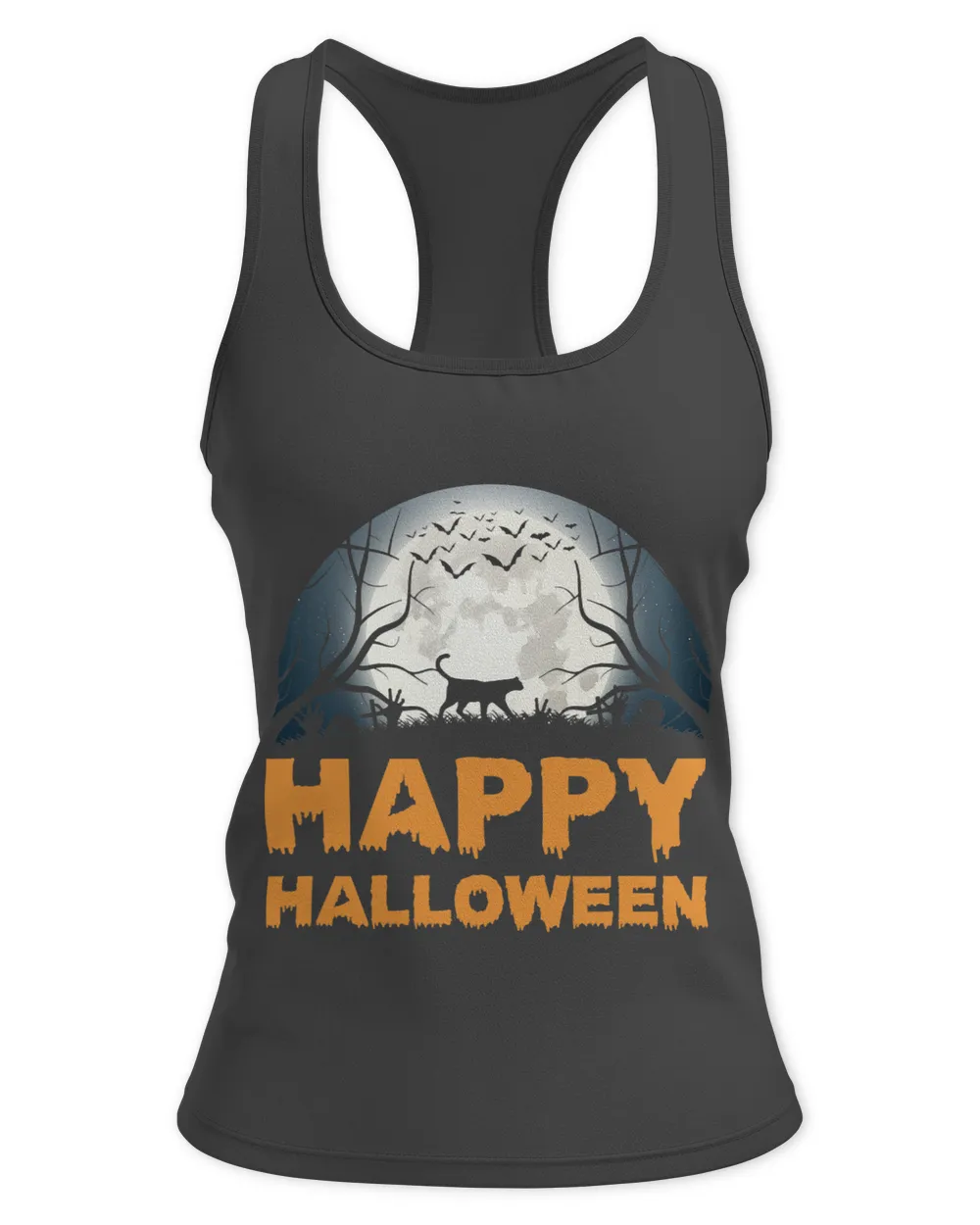Black Cat Paws Womens Scary Halloween moon cat design