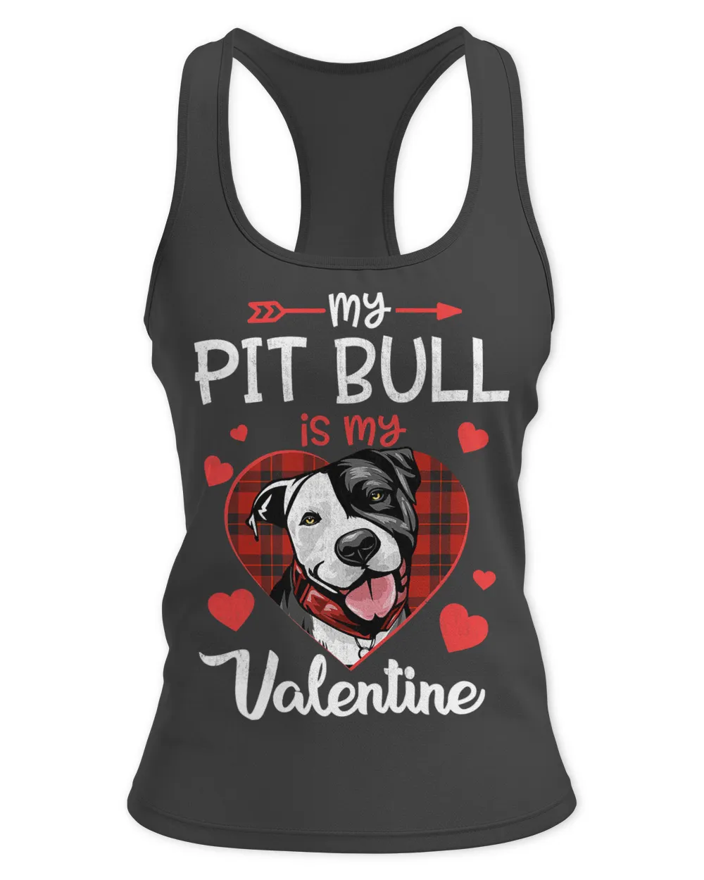 My Pitbull Is My Valentine Red Plaid Heart Valentine Day 171