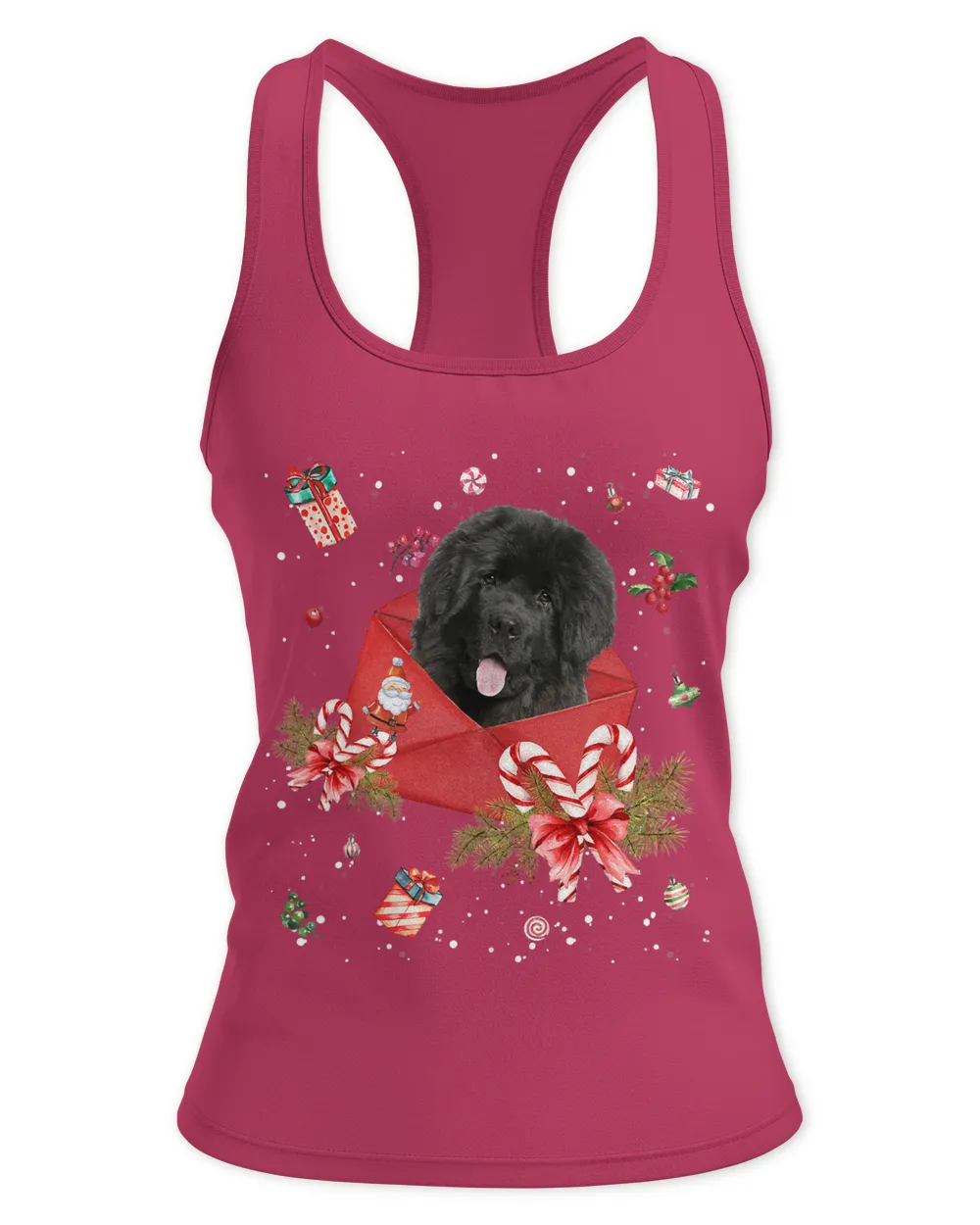 Newfoundland Dog In Christmas Card Ornament Pajama Xmas438
